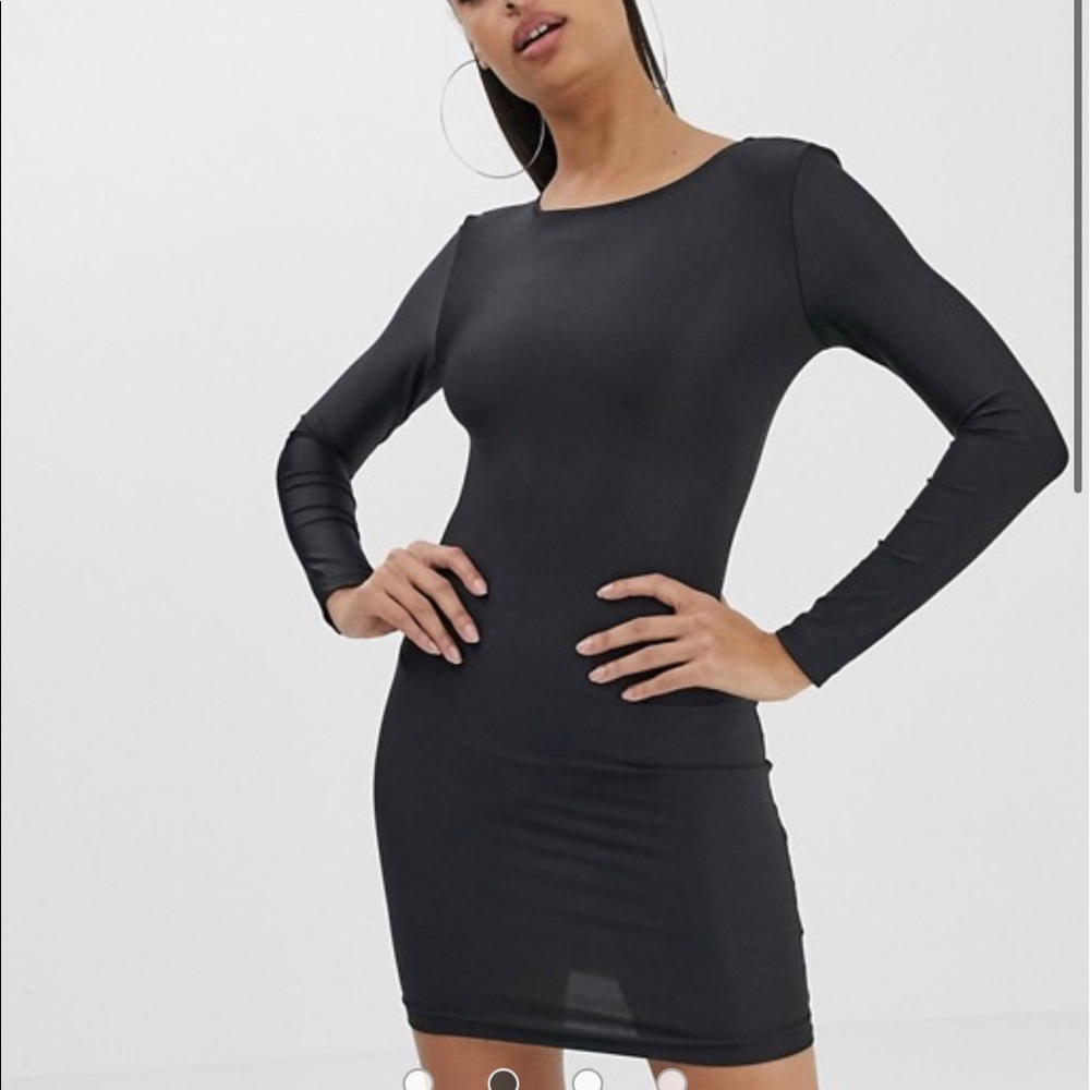 ASOS Body Con Black fitted Dress Size 8 cross back